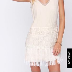 LULUS // Begin to Bo-hope Cream Fringe Dress